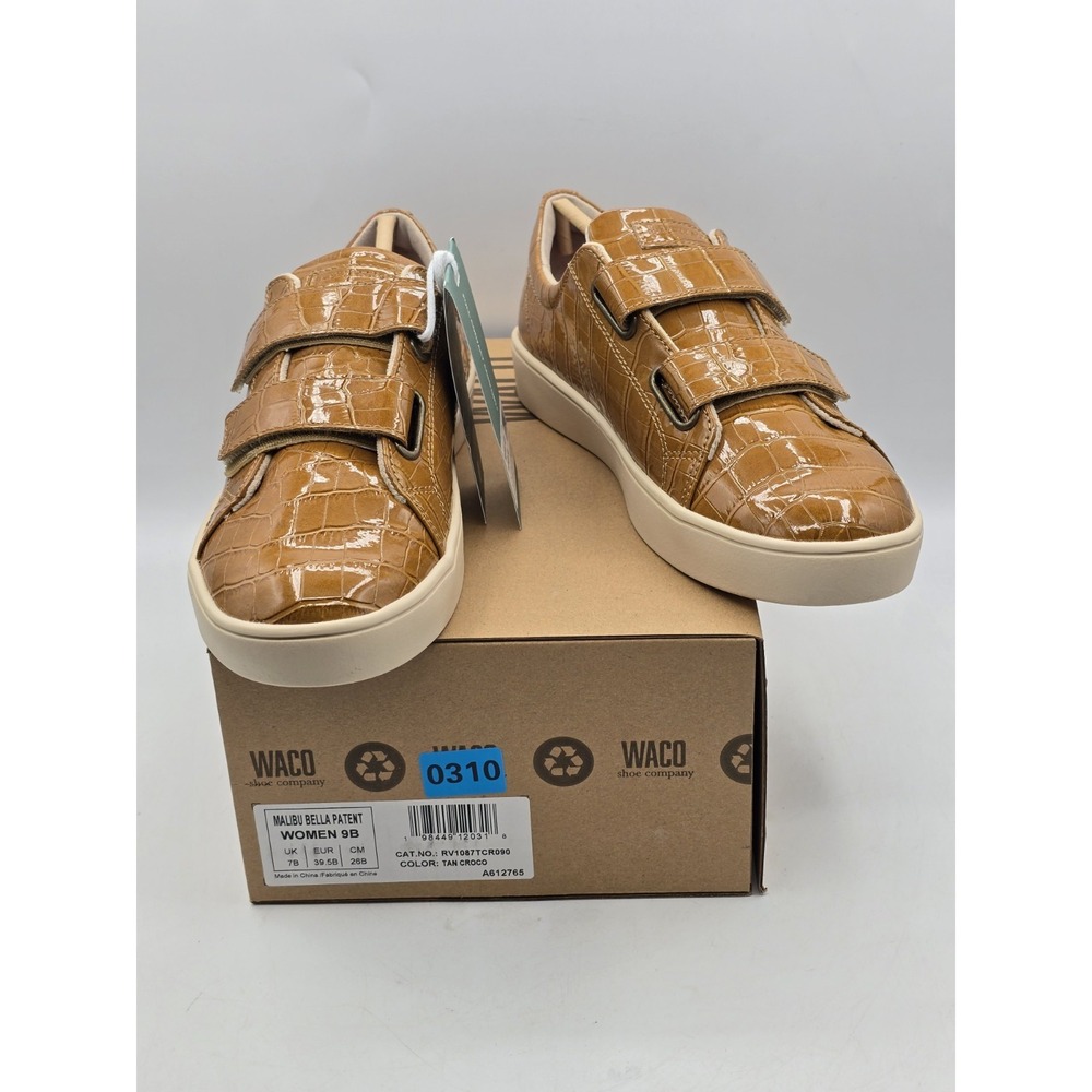 NEW Revitalign Orthotic Tan CROCO Sneakers Malibu Bella Patent Sz 9B Narrow